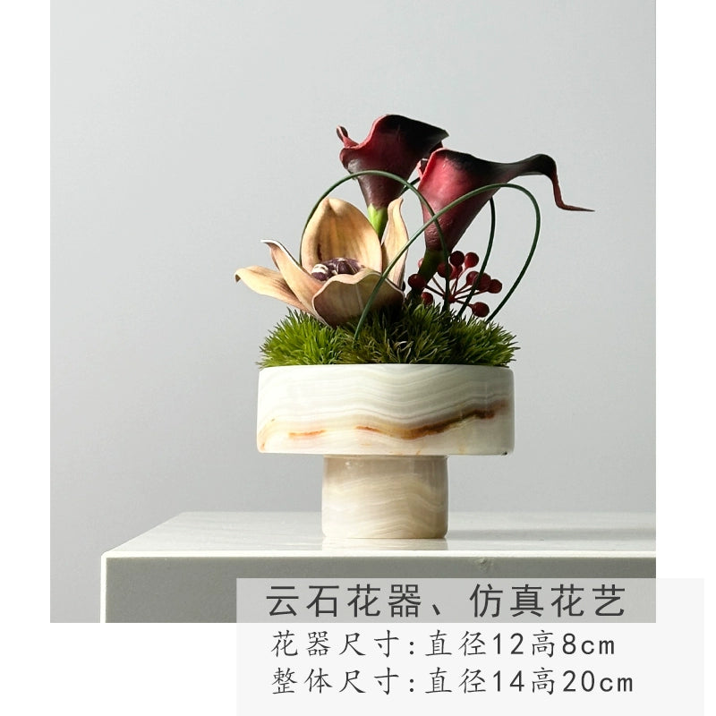 永生苔藓微景观新中式天然玉石盆景售楼处桌面装饰品创意绿植摆件