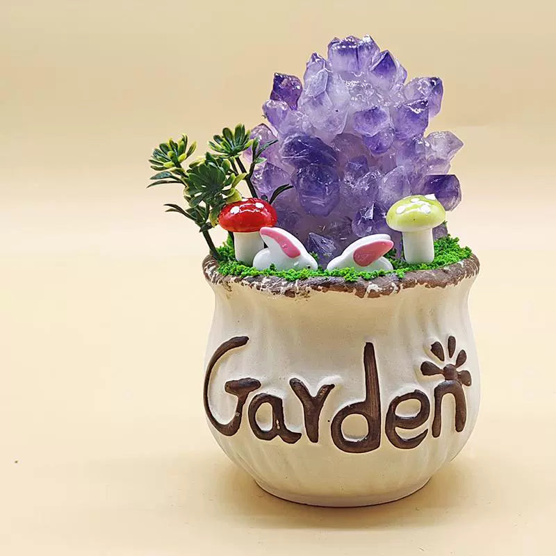 东海水晶室内仿真小盆栽绿植办公室桌面摆件懒人造景花盆好发货