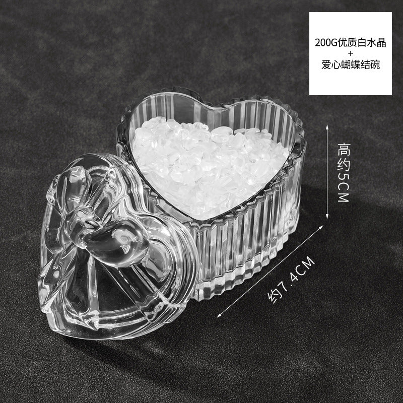 水晶消磁碗御守盐净化玻璃碗白水晶消磁碎石扩香石容器首饰收纳盒