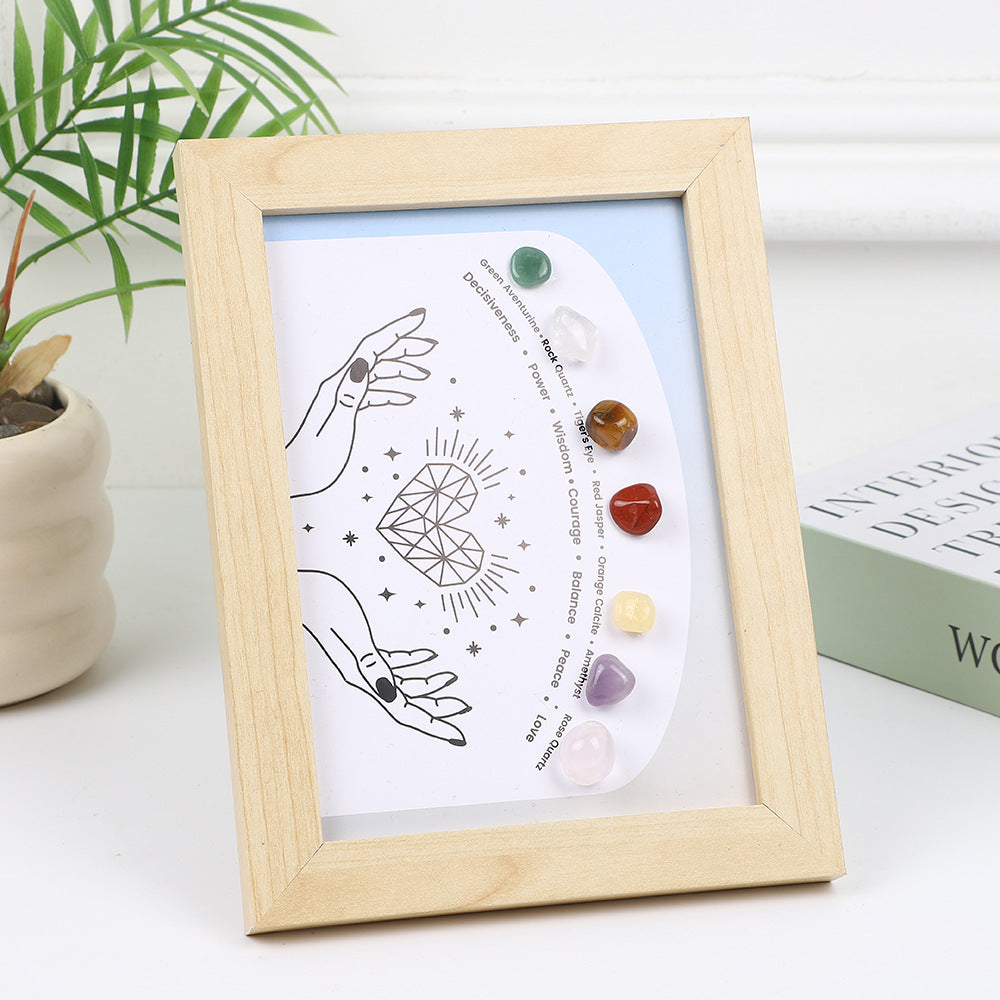 Cross-border European and American natural rough stone specimens photo frame ornament natural crystal minerals colorful stone picture frame table