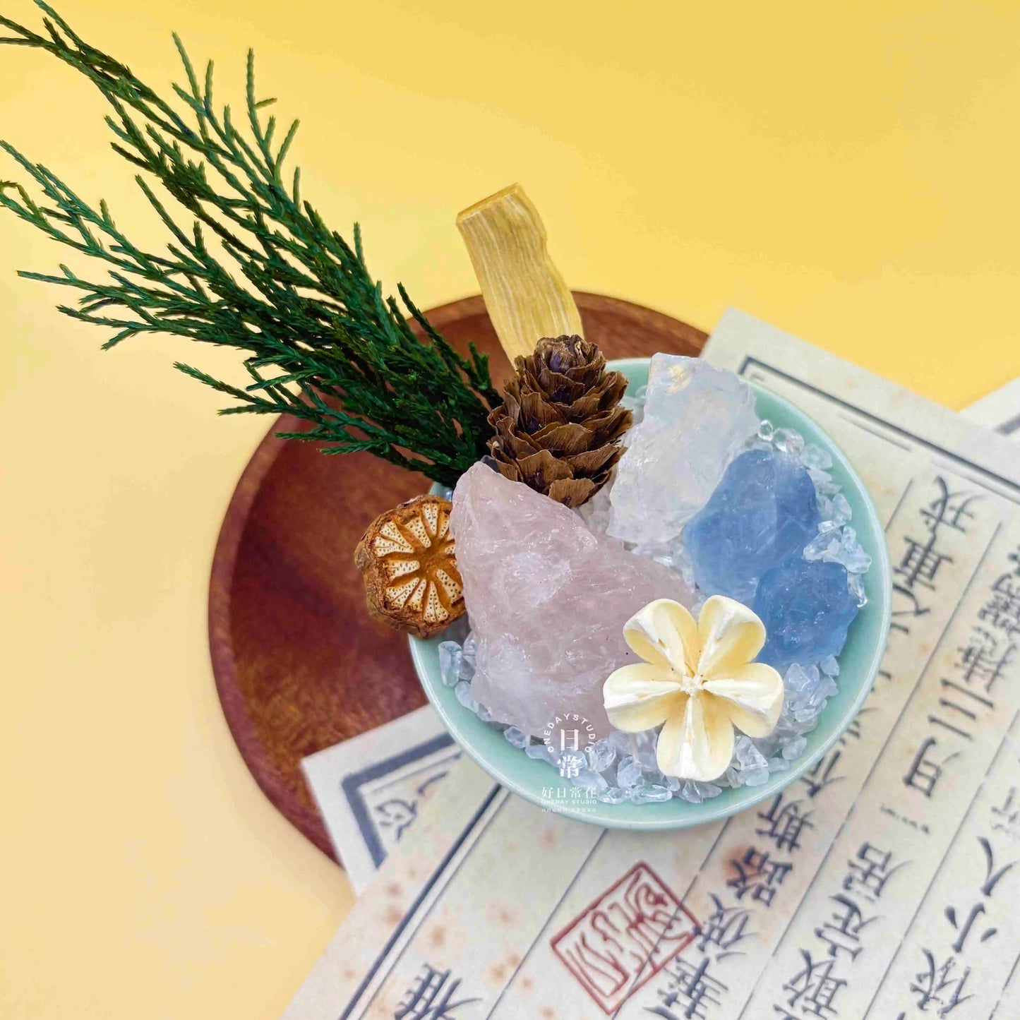 天然水晶摆件纯天然植物矿石轻奢礼物桌面小盆栽永生摆件diy原创