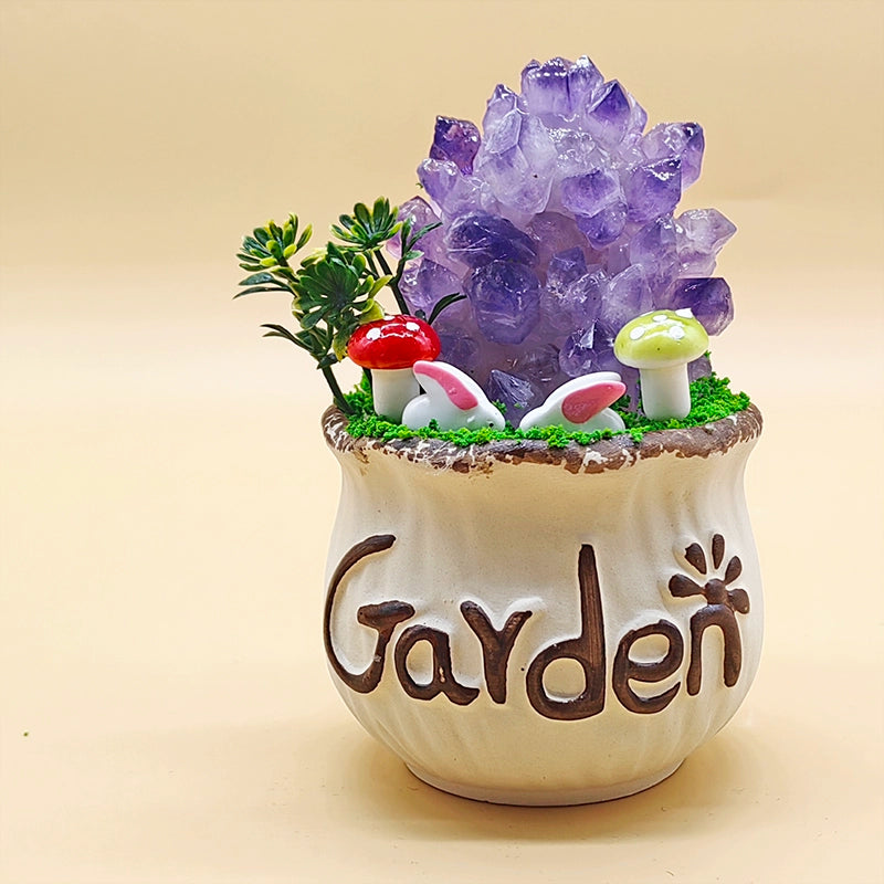 东海水晶室内仿真小盆栽绿植办公室桌面摆件懒人造景花盆好发货