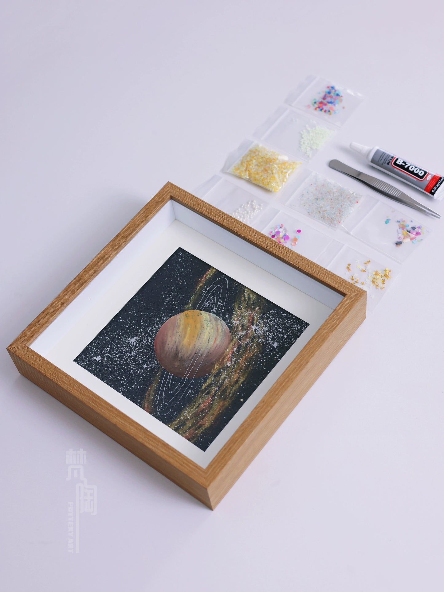 土星｜玻璃相框摆件文艺创意礼物油画棒星球肌理画diy亲子材料包