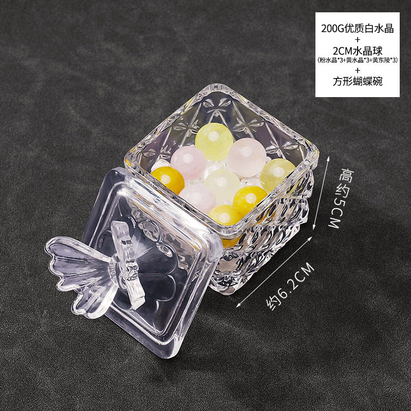 水晶消磁碗御守盐净化玻璃碗白水晶消磁碎石扩香石容器首饰收纳盒
