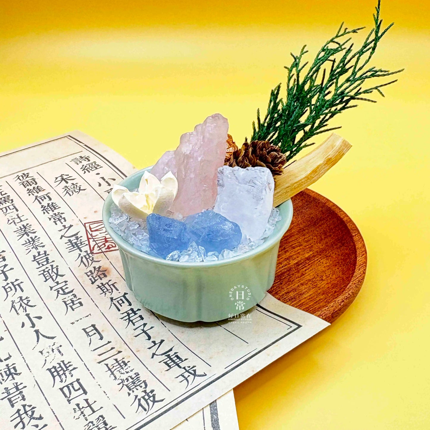 天然水晶摆件纯天然植物矿石轻奢礼物桌面小盆栽永生摆件diy原创