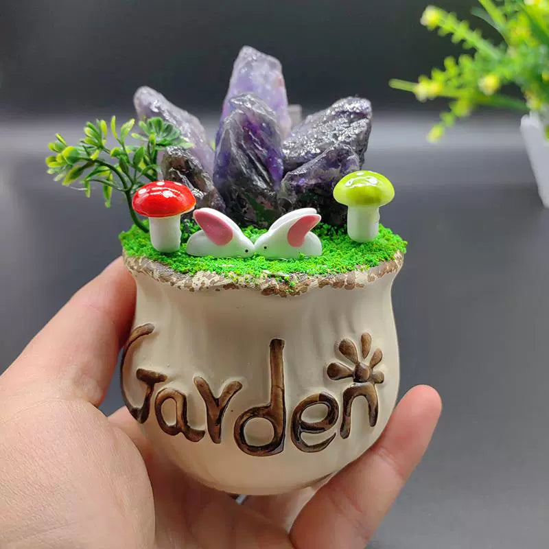 东海水晶室内仿真小盆栽绿植办公室桌面摆件懒人造景花盆好发货