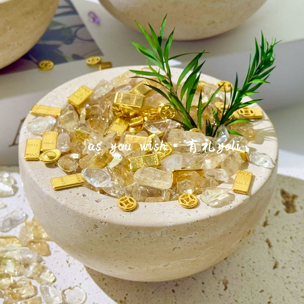 天然黄水晶摆件招财聚宝盆高级水晶消磁碗玄关桌面摆件节日礼物