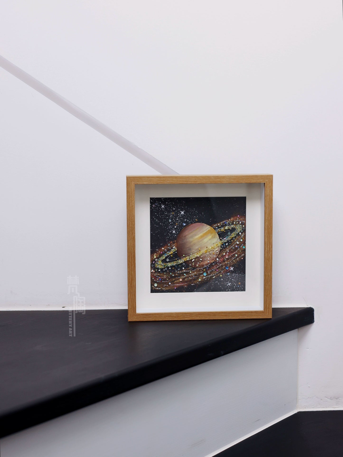 土星｜玻璃相框摆件文艺创意礼物油画棒星球肌理画diy亲子材料包