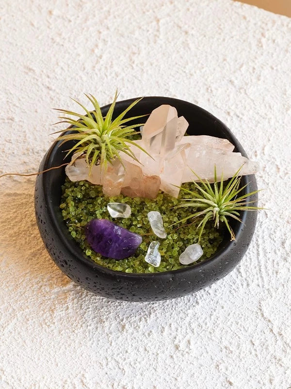 天然水晶原石矿石扩香石微景观空气凤梨风化木橄榄石碎石绿植摆件