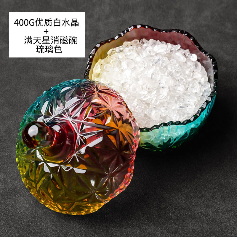 水晶消磁碗御守盐净化玻璃碗白水晶消磁碎石扩香石容器首饰收纳盒