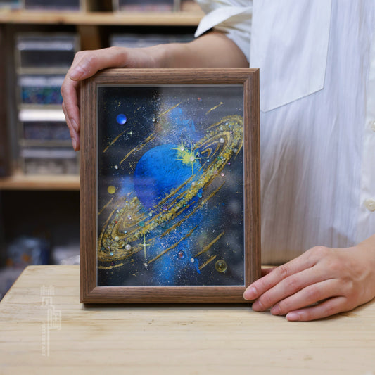 宇宙装饰画太阳系标本装饰水晶能量画太阳系装饰画diy手工礼物