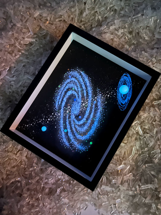 夜光款漩涡宇宙.晚上会发光的装饰画.亲子diy.含钢化玻璃防尘罩