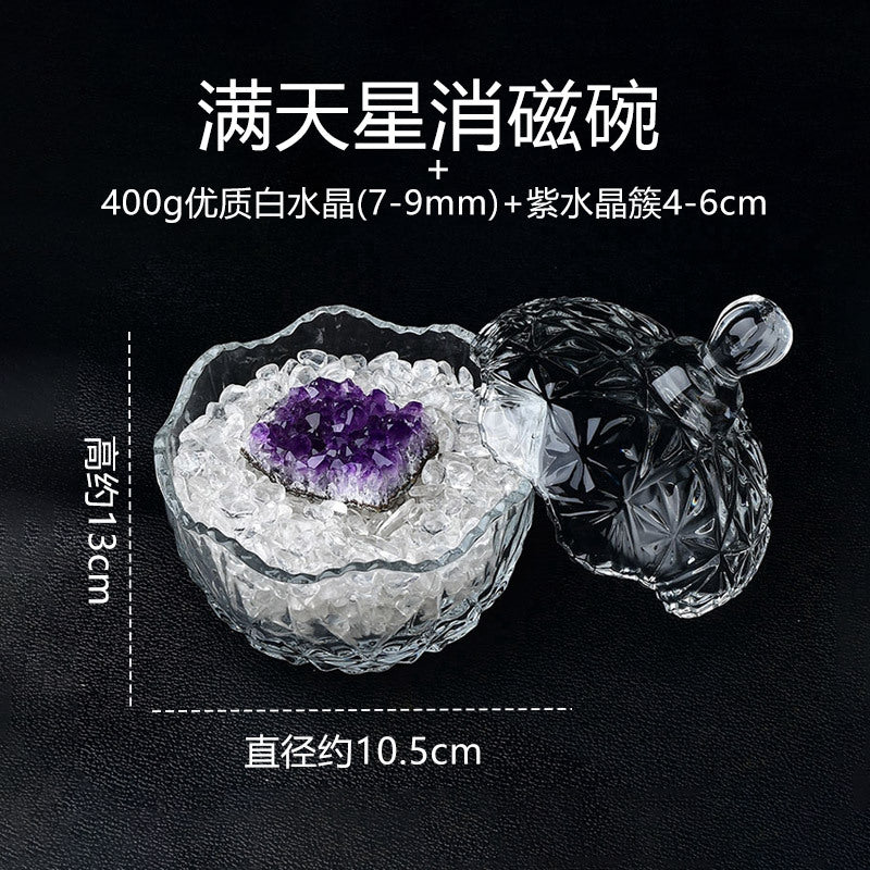 水晶消磁碗御守盐净化玻璃碗白水晶消磁碎石扩香石容器首饰收纳盒