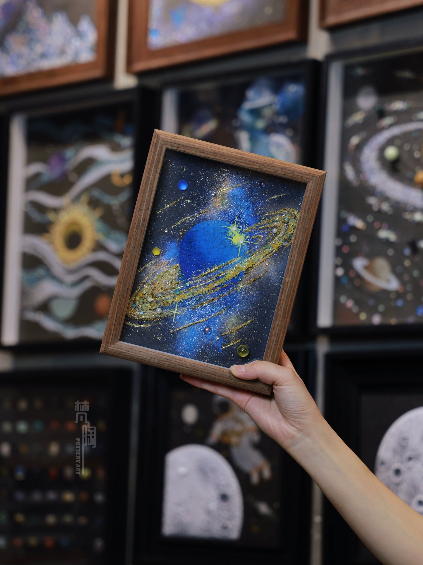 宇宙装饰画太阳系标本装饰水晶能量画太阳系装饰画diy手工礼物