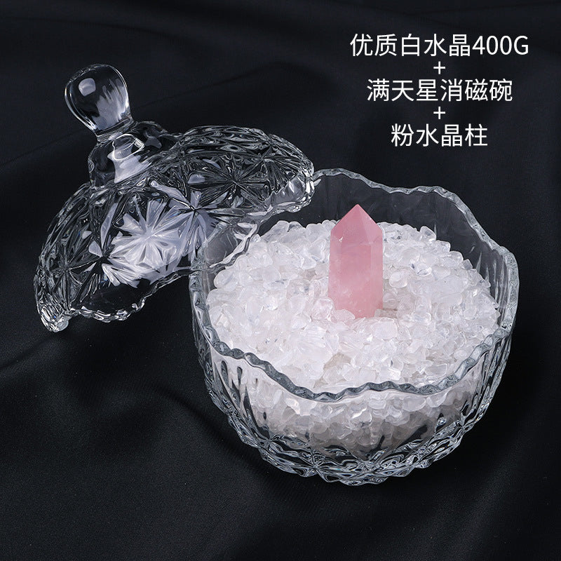 水晶消磁碗御守盐净化玻璃碗白水晶消磁碎石扩香石容器首饰收纳盒