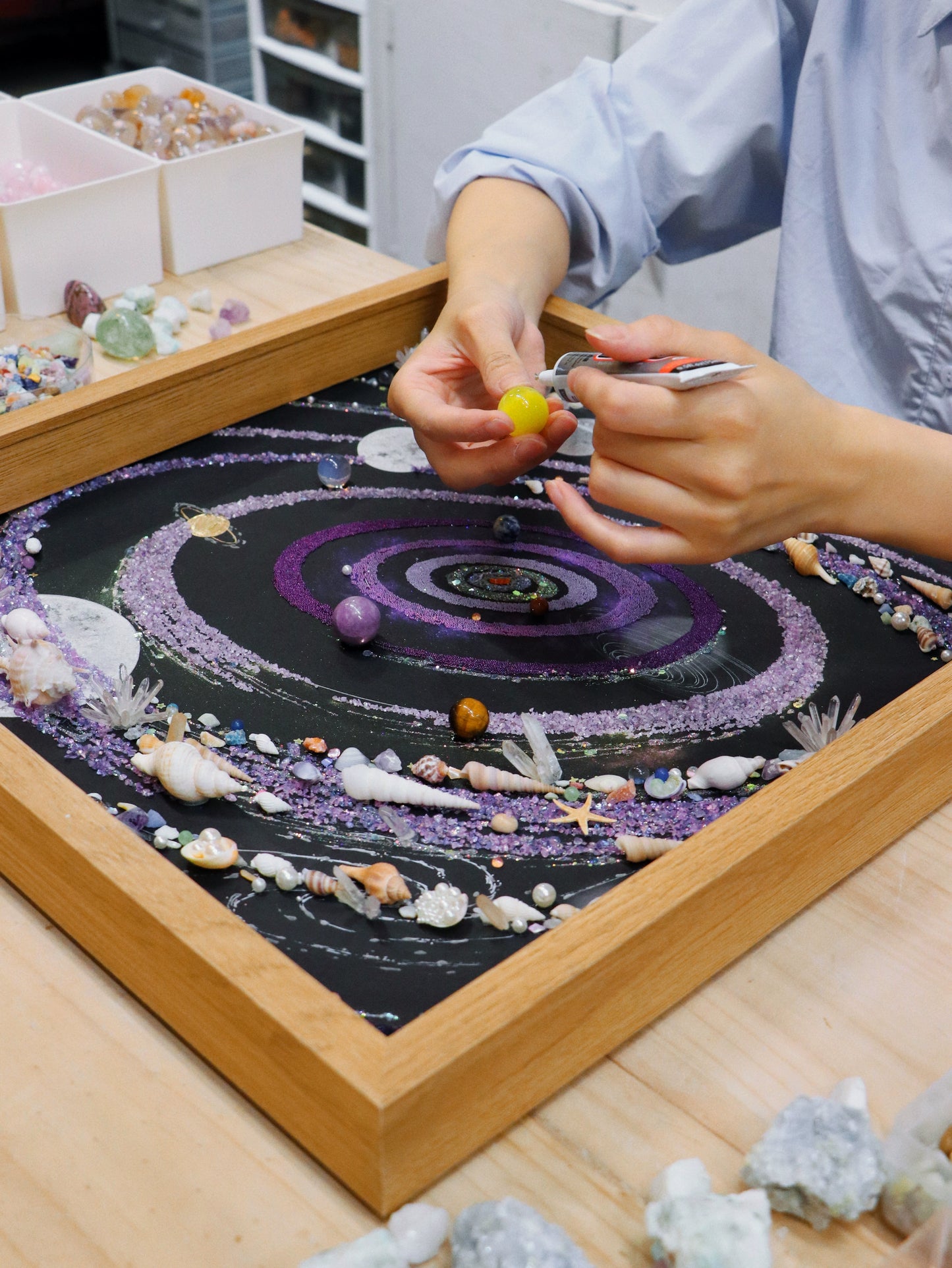 夜光紫色炫彩宇宙.礼物推荐.家居相框挂画.宇宙矿石画.星空.摆件