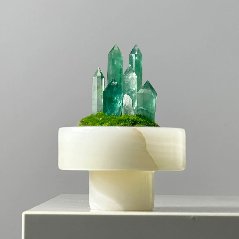 永生苔藓微景观新中式天然玉石盆景售楼处桌面装饰品创意绿植摆件