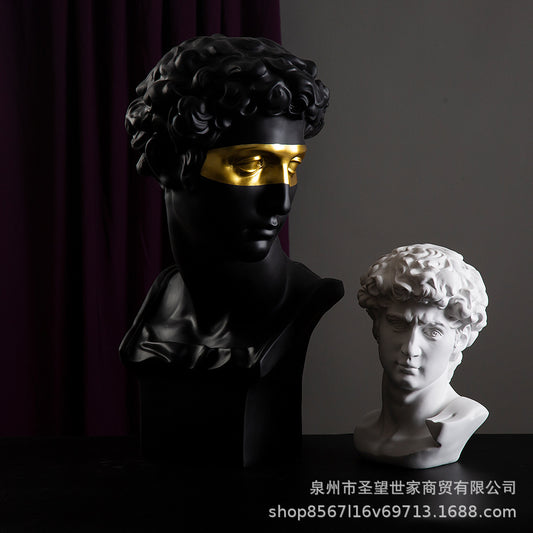 小卫半身像抽象人物摆件酒店样板房客厅创意艺术装饰大卫雕塑摆设