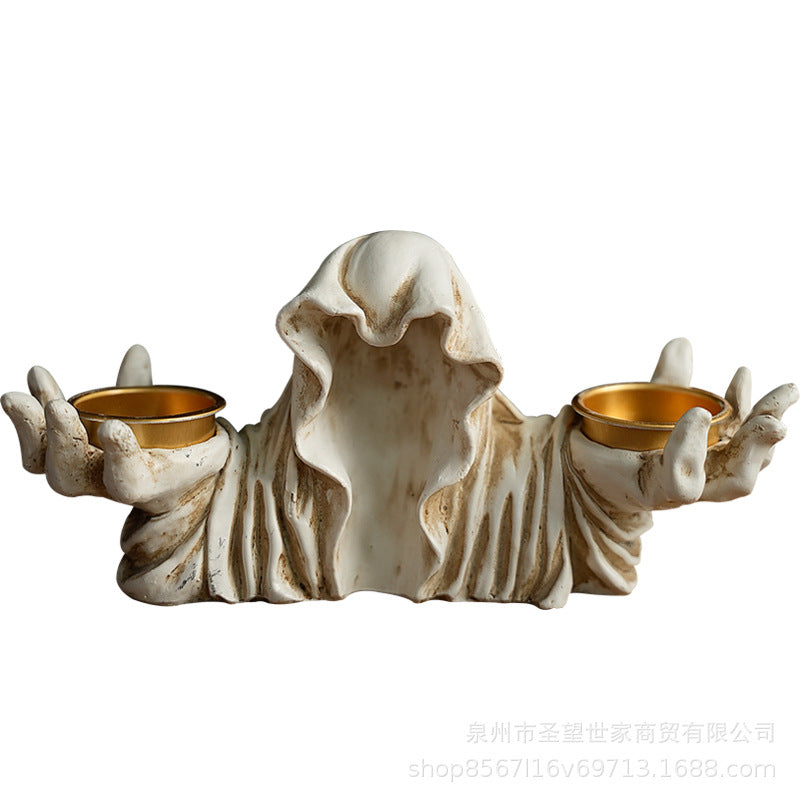 欧式黑色幽灵巫师香薰蜡烛摆件艺术品复古烛台创意万圣节鬼节装饰
