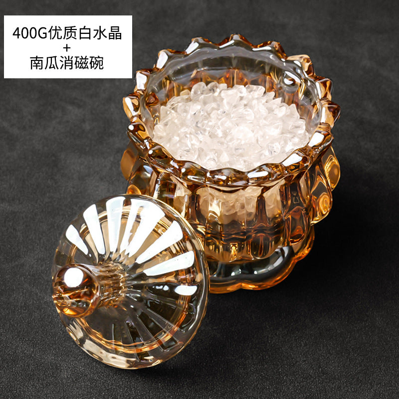 水晶消磁碗御守盐净化玻璃碗白水晶消磁碎石扩香石容器首饰收纳盒