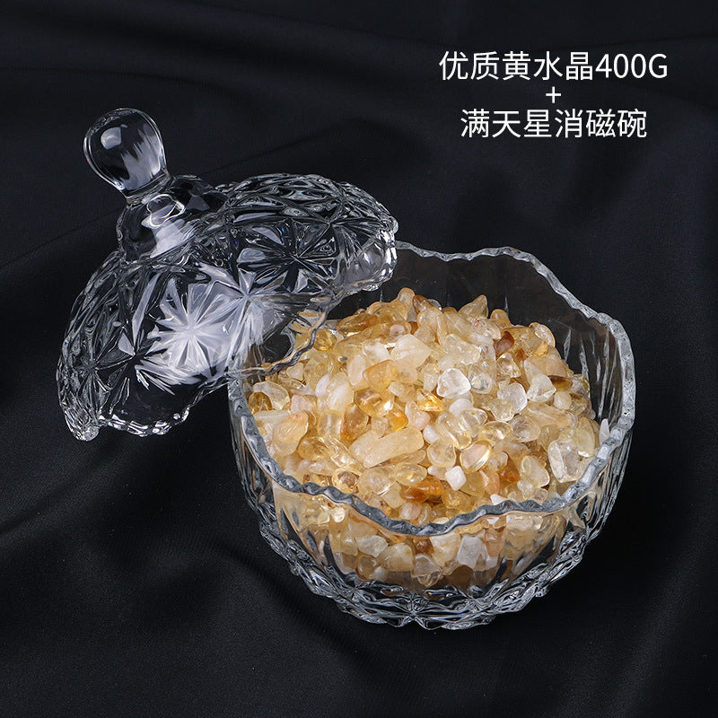 水晶消磁碗御守盐净化玻璃碗白水晶消磁碎石扩香石容器首饰收纳盒