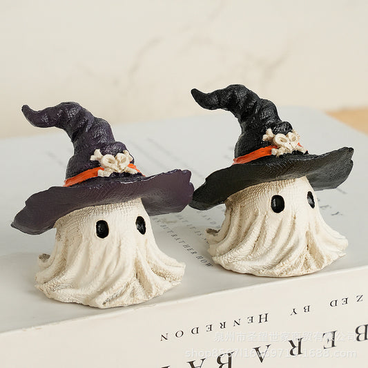 Cross-border new hot-selling Halloween horror hat little ghost creative resin handicraft gift garden ornament