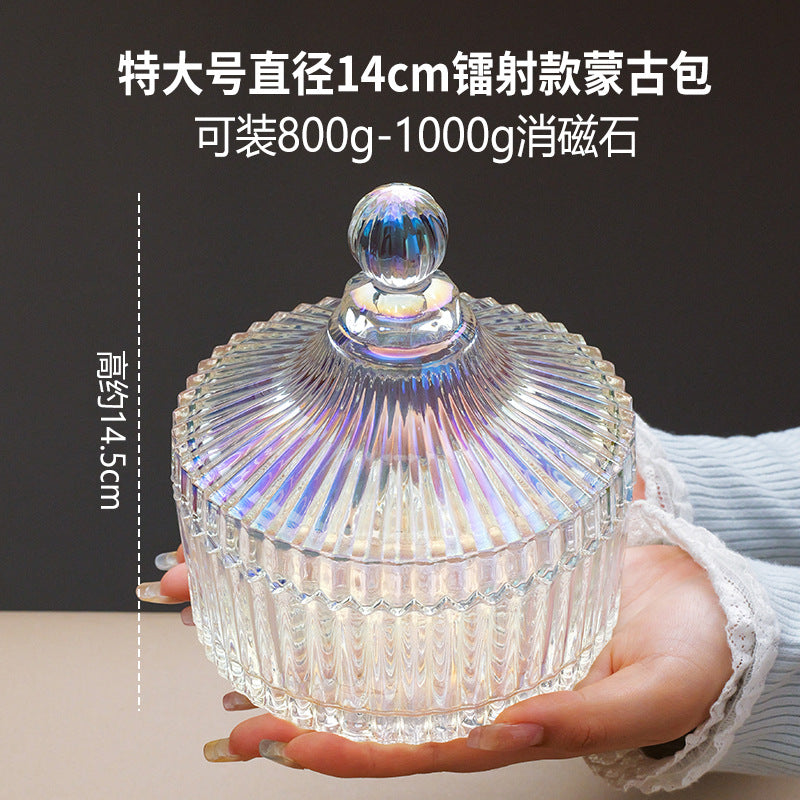 水晶消磁碗御守盐净化玻璃碗白水晶消磁碎石扩香石容器首饰收纳盒