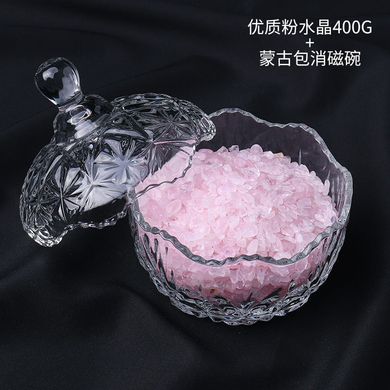 水晶消磁碗御守盐净化玻璃碗白水晶消磁碎石扩香石容器首饰收纳盒