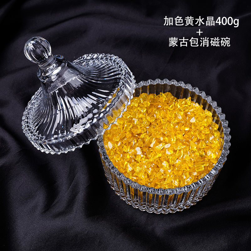 水晶消磁碗御守盐净化玻璃碗白水晶消磁碎石扩香石容器首饰收纳盒