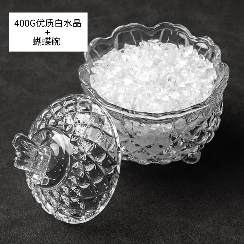 水晶消磁碗御守盐净化玻璃碗白水晶消磁碎石扩香石容器首饰收纳盒