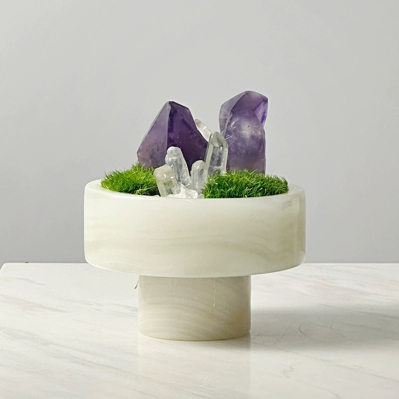 永生苔藓微景观新中式天然玉石盆景售楼处桌面装饰品创意绿植摆件