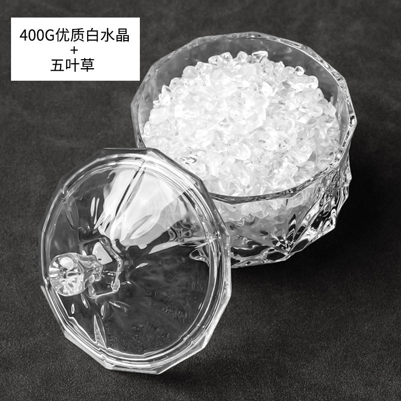 水晶消磁碗御守盐净化玻璃碗白水晶消磁碎石扩香石容器首饰收纳盒