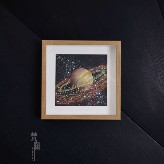 土星｜玻璃相框摆件文艺创意礼物油画棒星球肌理画diy亲子材料包