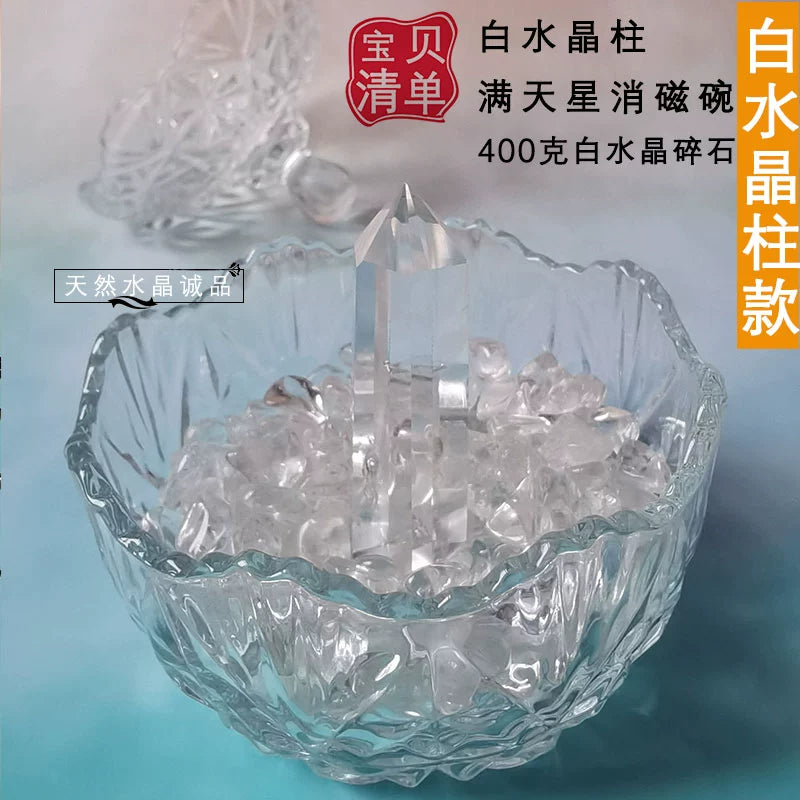 天然水晶柱白水晶碎石黄水晶紫水晶粉晶黑曜石手链收纳盒鱼缸底石