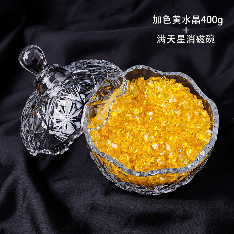 水晶消磁碗御守盐净化玻璃碗白水晶消磁碎石扩香石容器首饰收纳盒