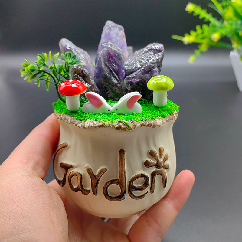 东海水晶室内仿真小盆栽绿植办公室桌面摆件懒人造景花盆好发货