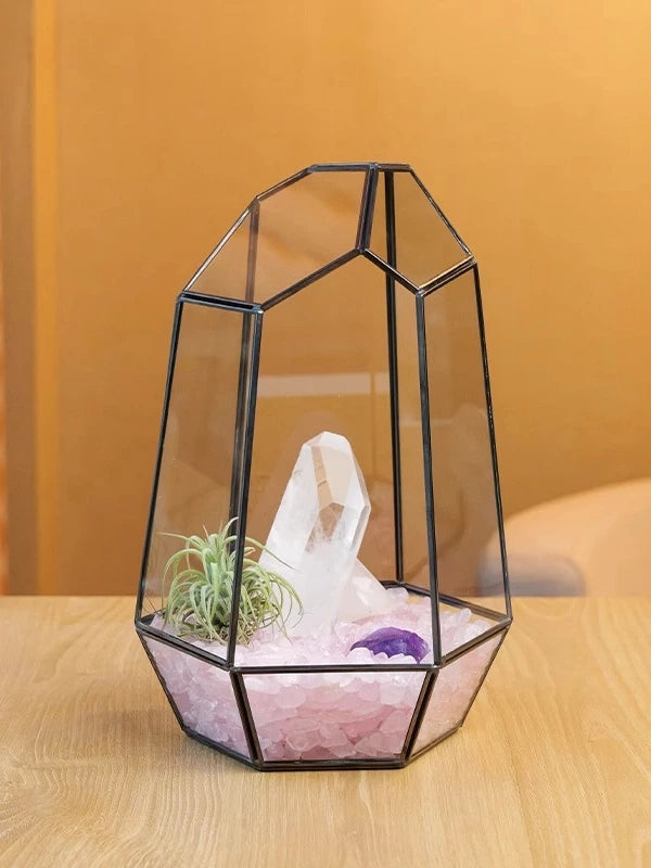 天然水晶碎石微景观生态消磁碗水晶簇空气凤梨原石首饰盒家居摆件