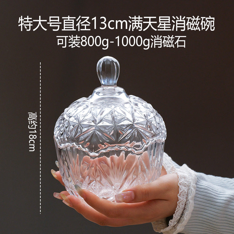 水晶消磁碗御守盐净化玻璃碗白水晶消磁碎石扩香石容器首饰收纳盒