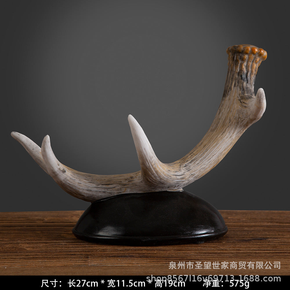 复古鹿角桌面创意摆设红酒架装饰树脂工艺品摆件酒柜装饰橱窗餐厅