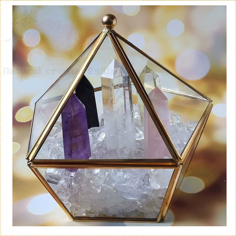 天然水晶柱白水晶碎石黄水晶紫水晶粉晶黑曜石手链收纳盒鱼缸底石