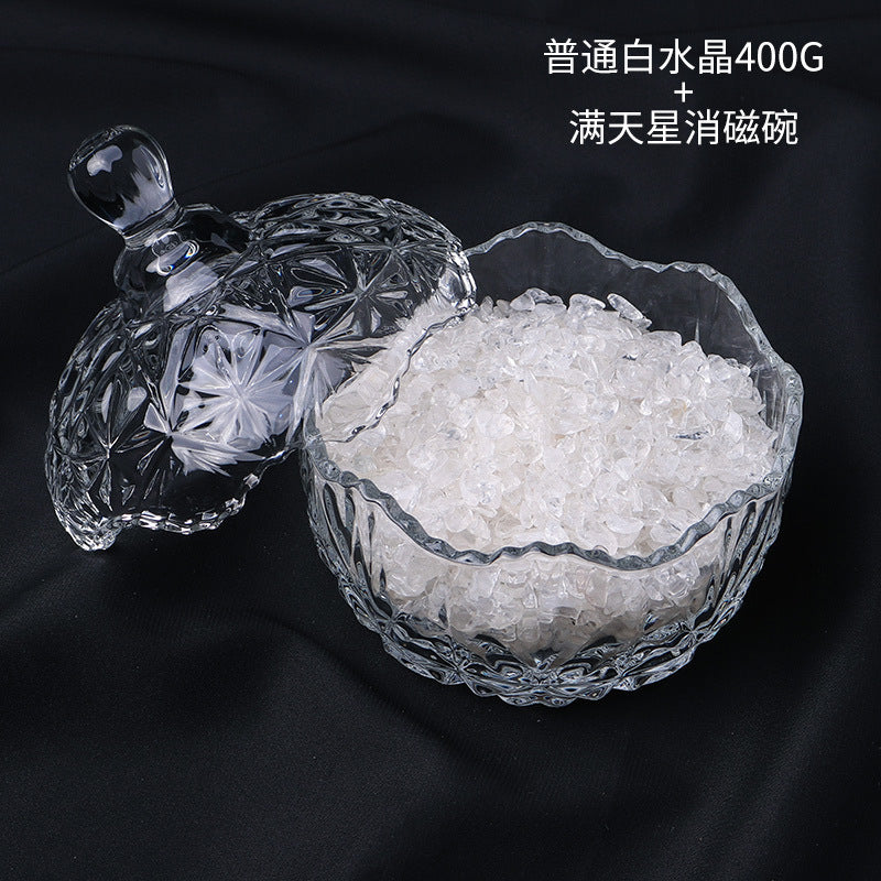水晶消磁碗御守盐净化玻璃碗白水晶消磁碎石扩香石容器首饰收纳盒