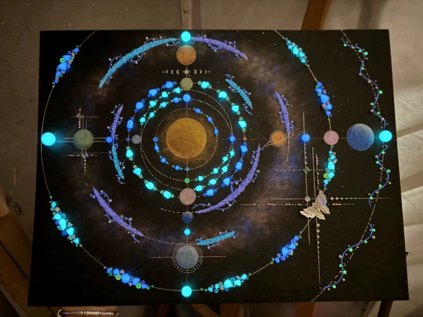 夜光款.极光星盘 宇宙太空星球装饰画 生日礼物 客厅挂画 软装画