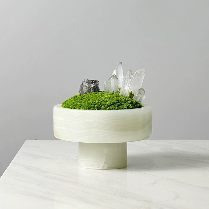 永生苔藓微景观新中式天然玉石盆景售楼处桌面装饰品创意绿植摆件