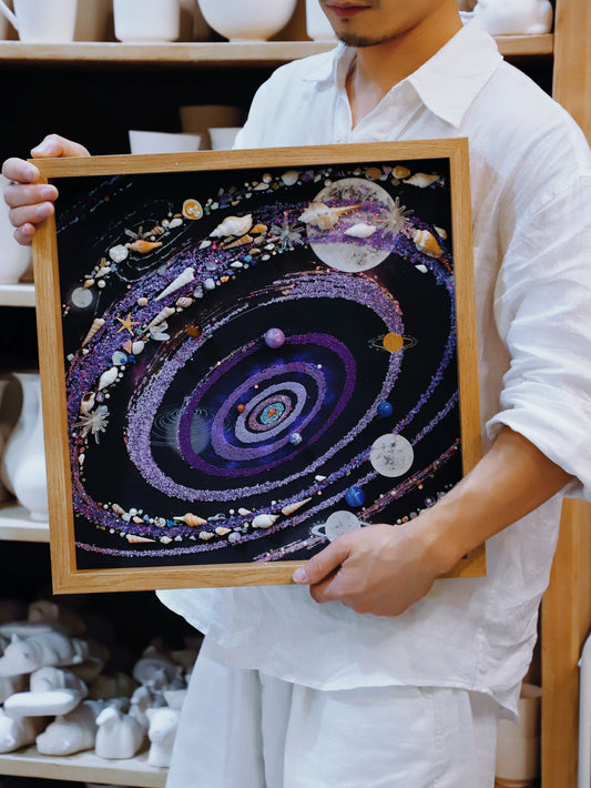 夜光紫色炫彩宇宙.礼物推荐.家居相框挂画.宇宙矿石画.星空.摆件