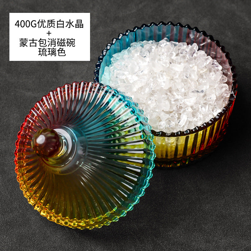 水晶消磁碗御守盐净化玻璃碗白水晶消磁碎石扩香石容器首饰收纳盒