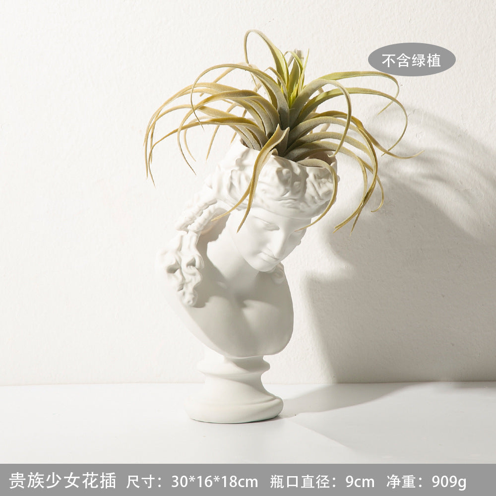 北欧创意装饰摆件多肉人头像花盆简约个性花园阳台植物盆景花瓶器