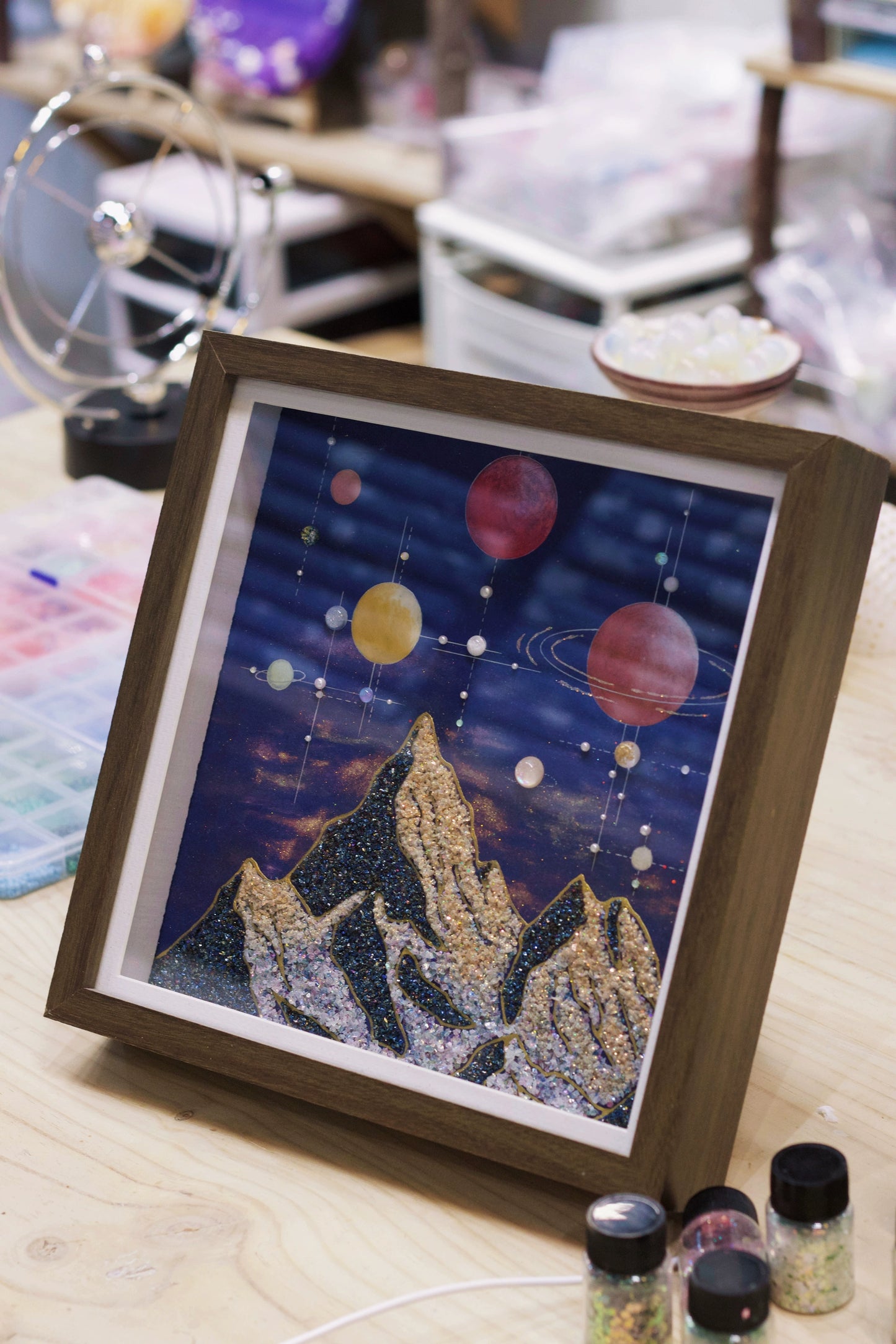 发光相框氛围灯床头灯三色变光LED灯带相框水晶画日照金山雪山画