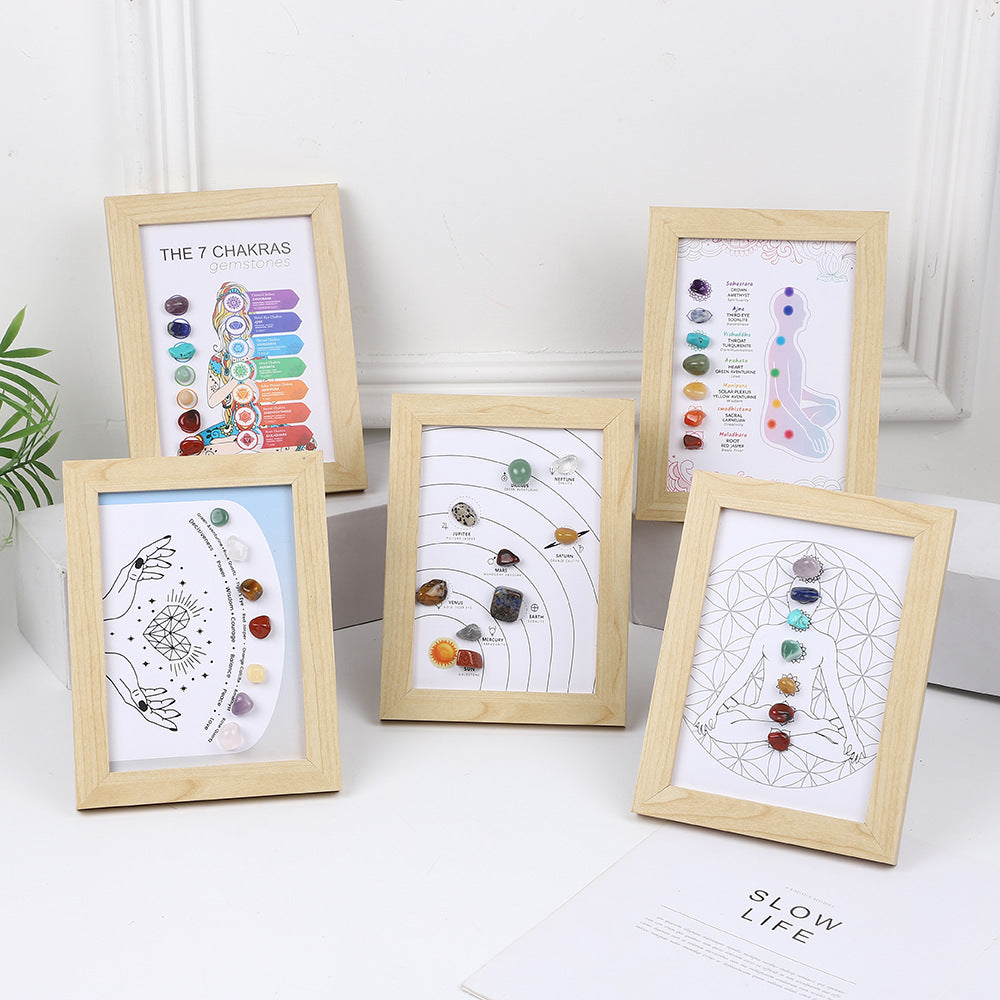 Cross-border European and American natural rough stone specimens photo frame ornament natural crystal minerals colorful stone picture frame table