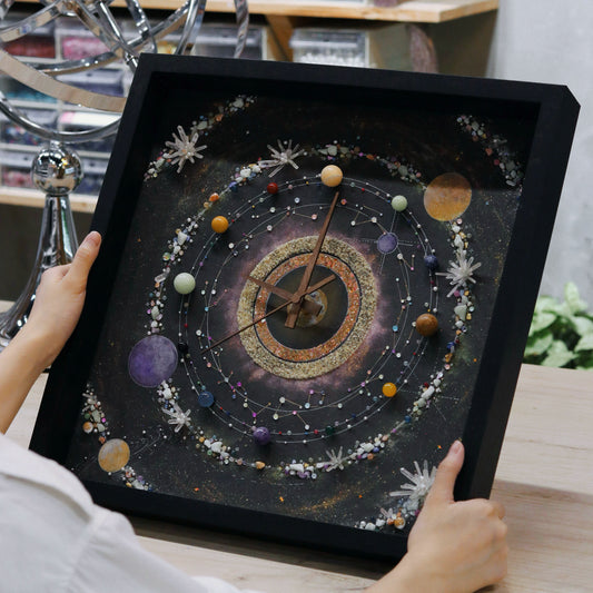 夜光款时间宇宙钟表创意礼物摆件航天科技馆艺术品宇宙太空装饰画