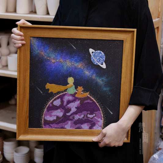 小王子和狐狸｜快乐星球小王子装饰画中古原木相框diy材料包礼物
